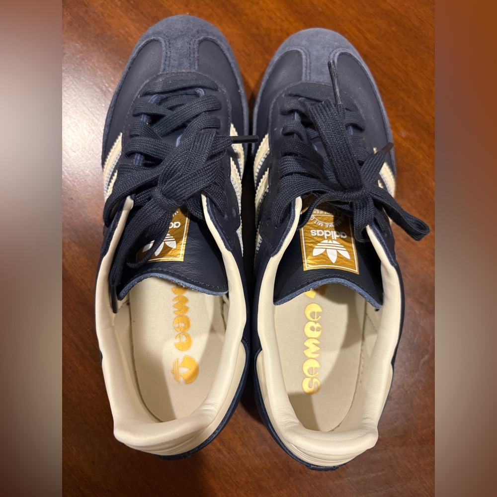 ADIDAS Samba OG Night Navy and Cream Suede Leather Low Profile Trainer Sneakers - Picture 2 of 9